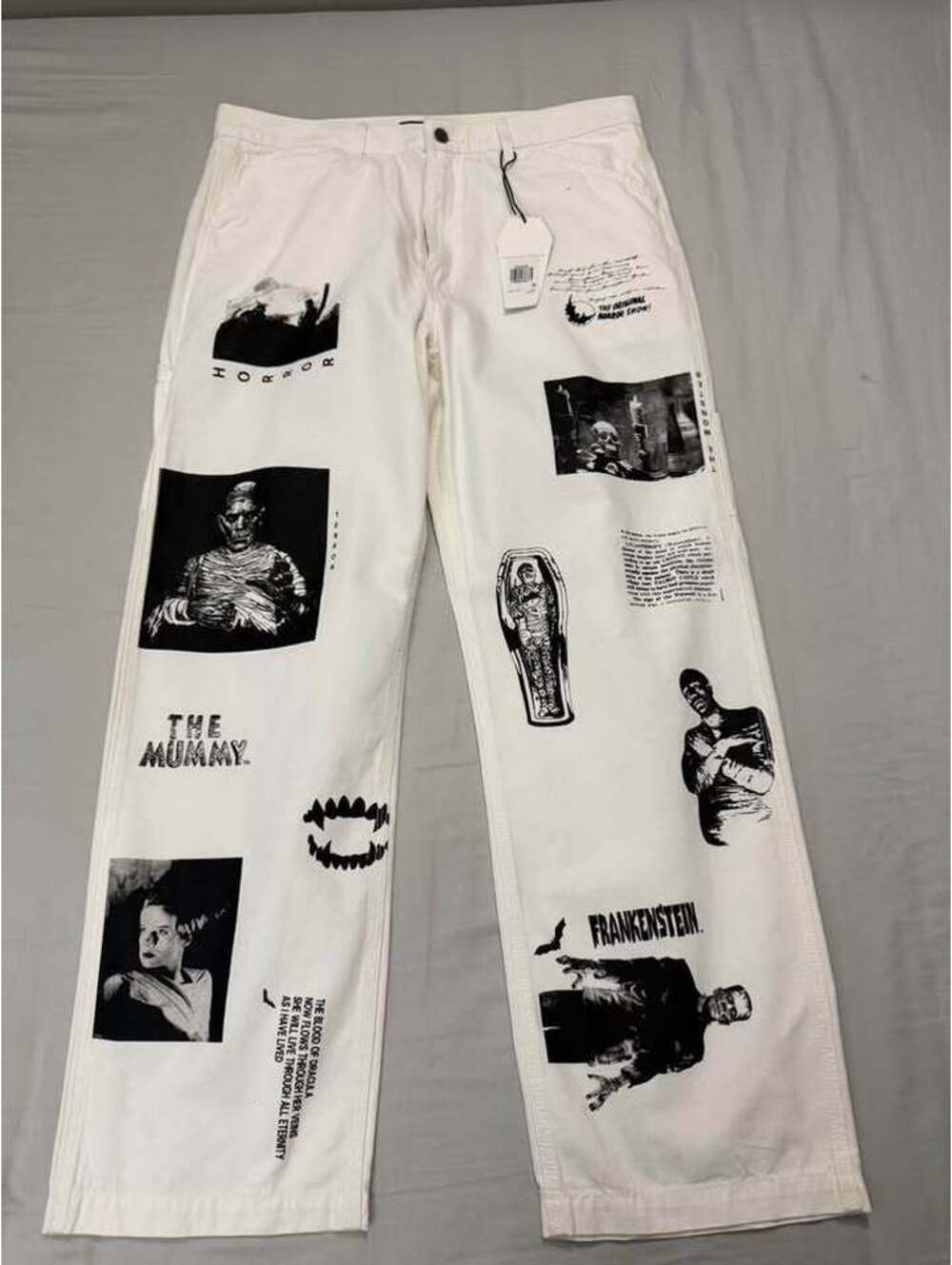 Levi's x Universal Monsters White Graphic Carpenter Pants New Mens Size 36 X 32